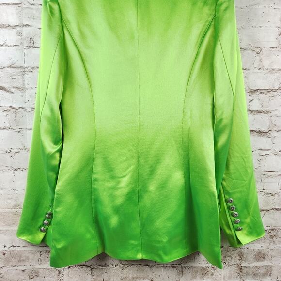 Retrofete Saige Double Breasted Blazer in Lime Punch Green Size Medium NWT Satin - Picture 7 of 12